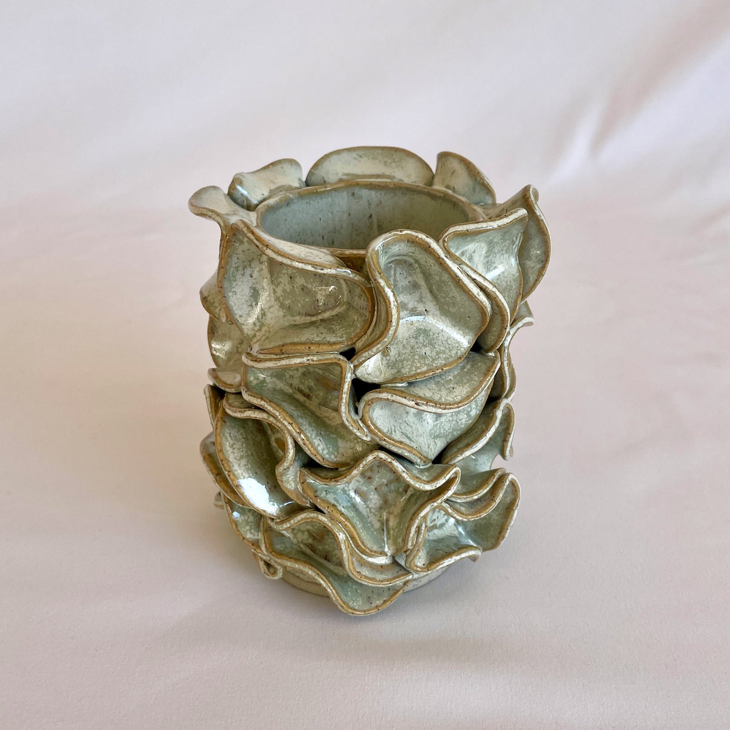 Mint-Green Ruffle Vase