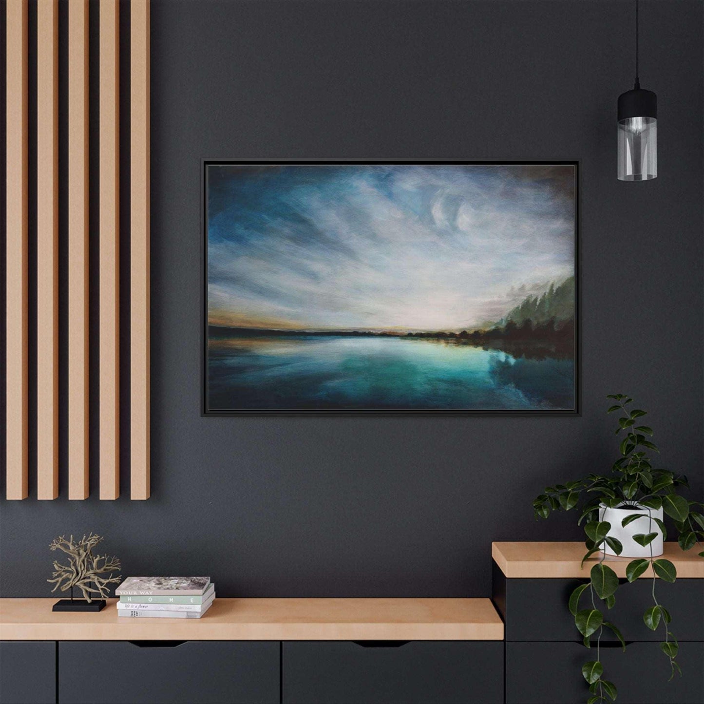 Framed Canvas Print - Sunset Lake Australia