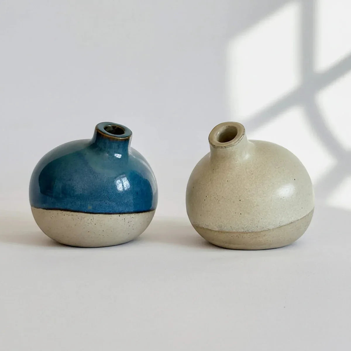 Turquoise & Beige Bud Flower Vases - Small