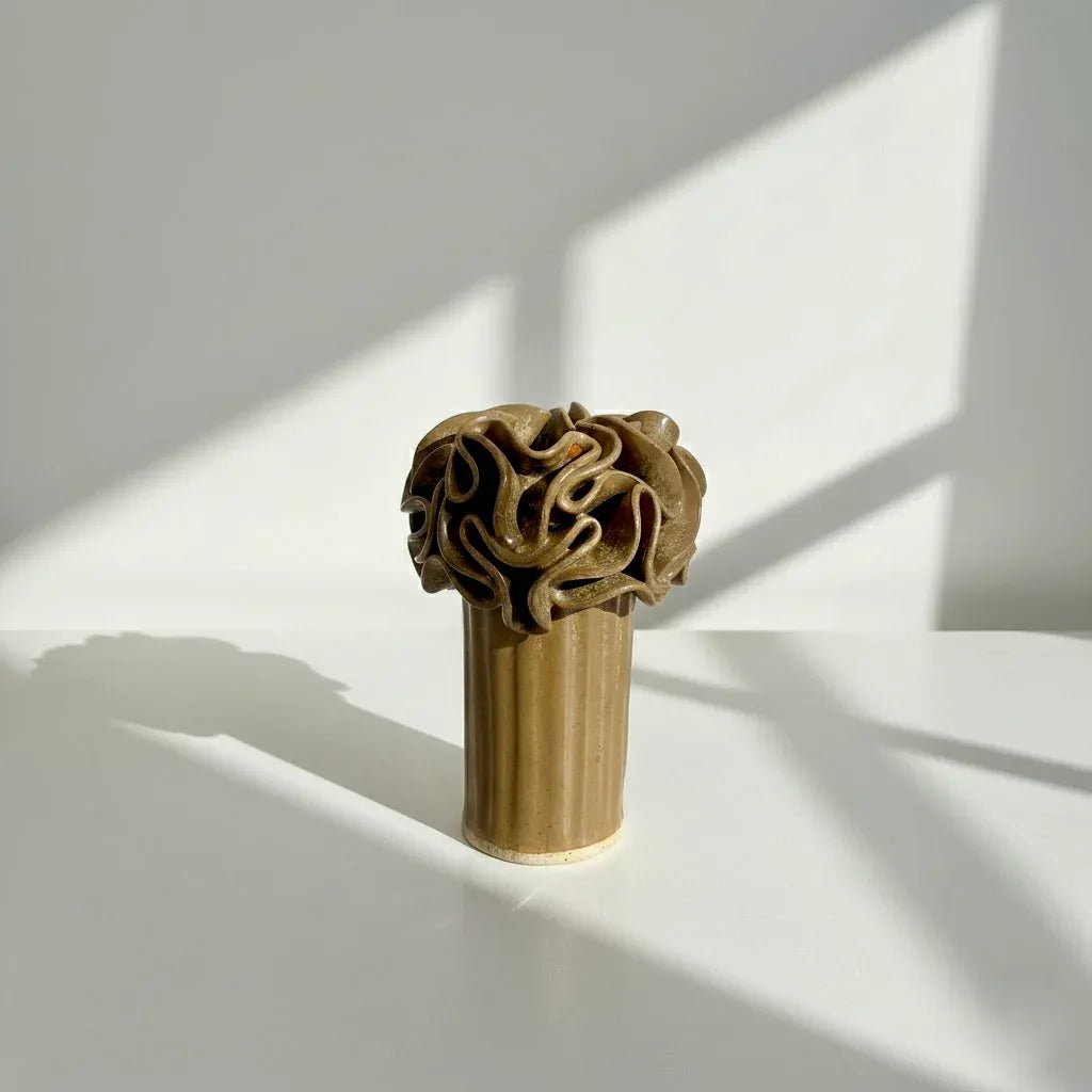 Ceramic Pom-Pom Vase - Caramel Glaze