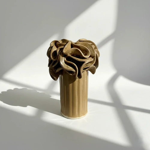 Ceramic Pom-Pom Vase - Caramel Glaze