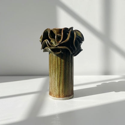Ceramic Pom-Pom Vase - Olive Glaze