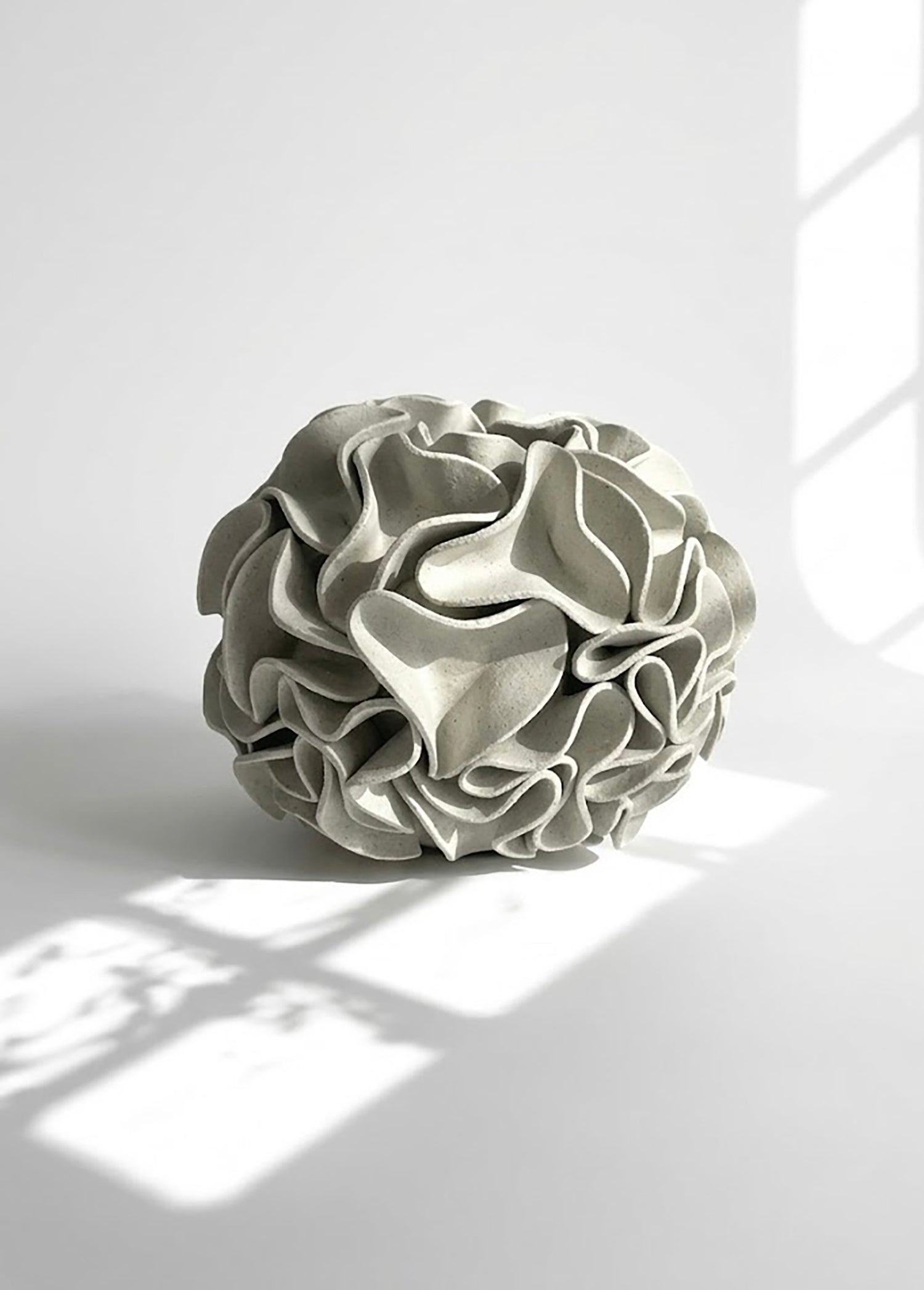 Ceramic sphere vase with wavy ruffles and edges - Polly Barton