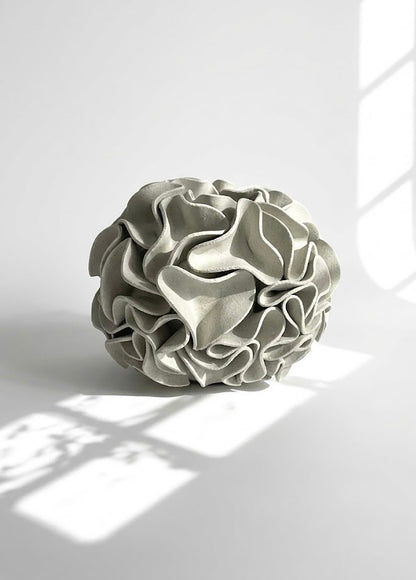 Ceramic sphere vase with wavy ruffles and edges - Polly Barton