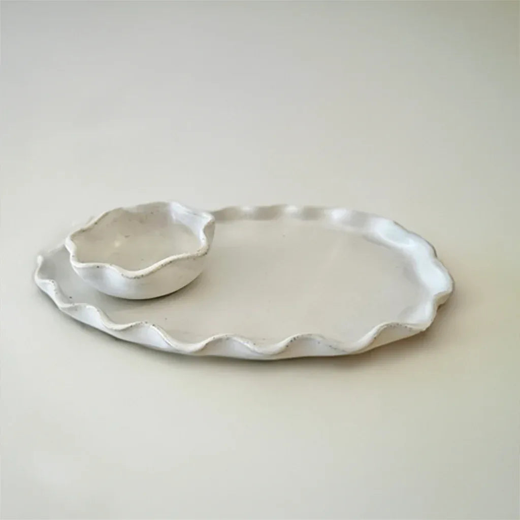 Avoca Wave Platter - Small White