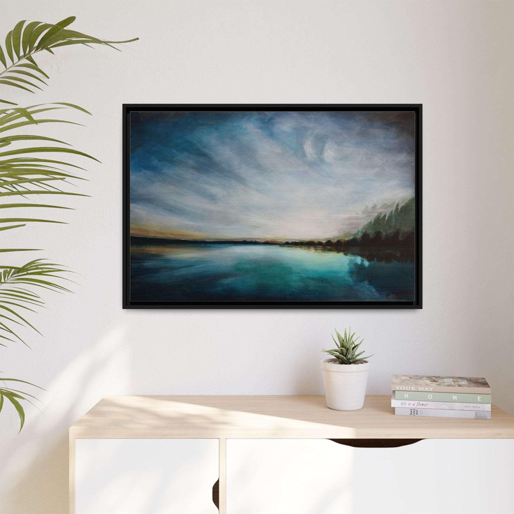 Framed Canvas Print - Sunset Lake Australia