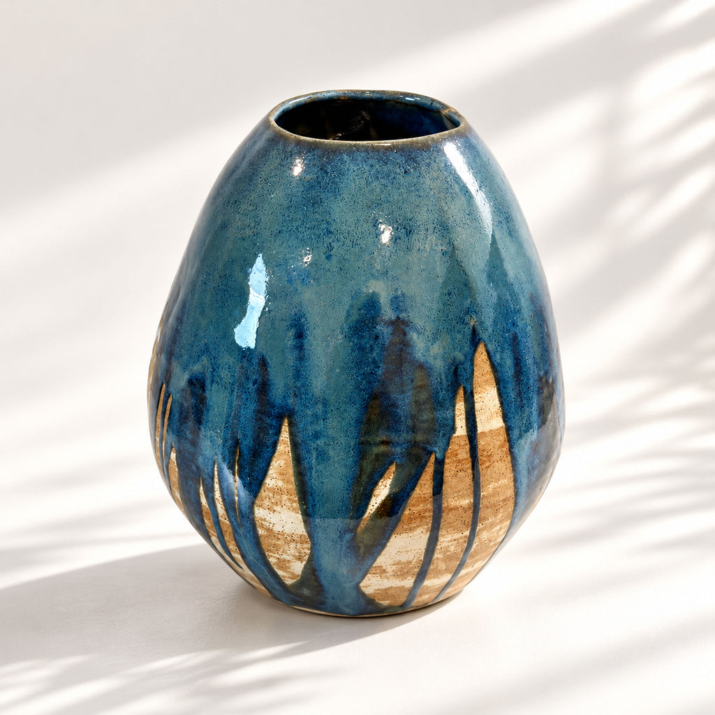 Large Egg Shape Vase - Cascading Glaze