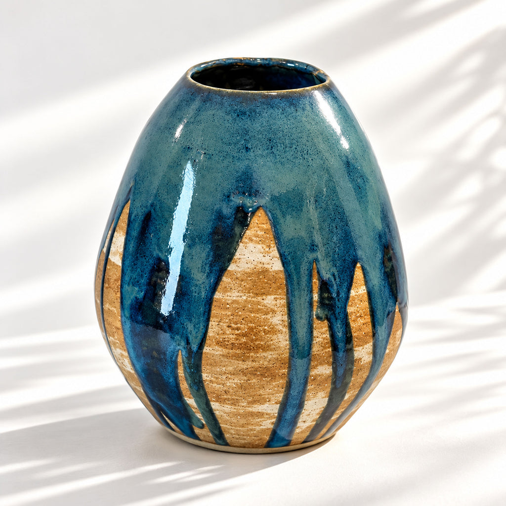 Large Egg Shape Vase - Cascading Glaze