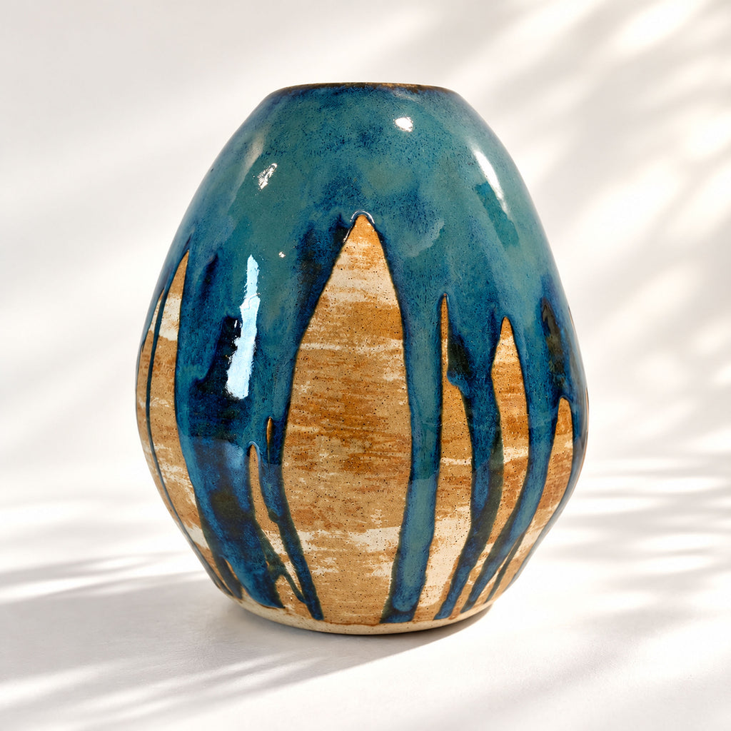 Large Egg Shape Vase - Cascading Glaze