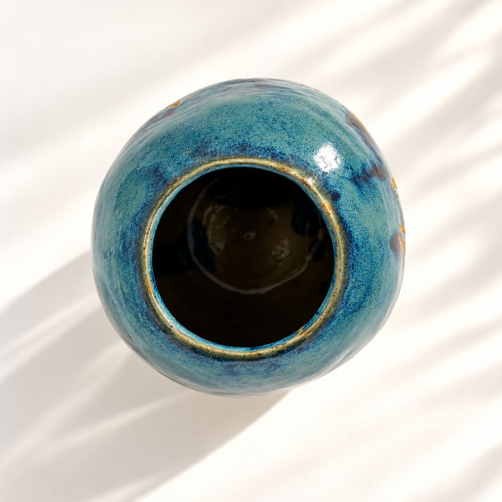 Large Egg Shape Vase - Cascading Glaze