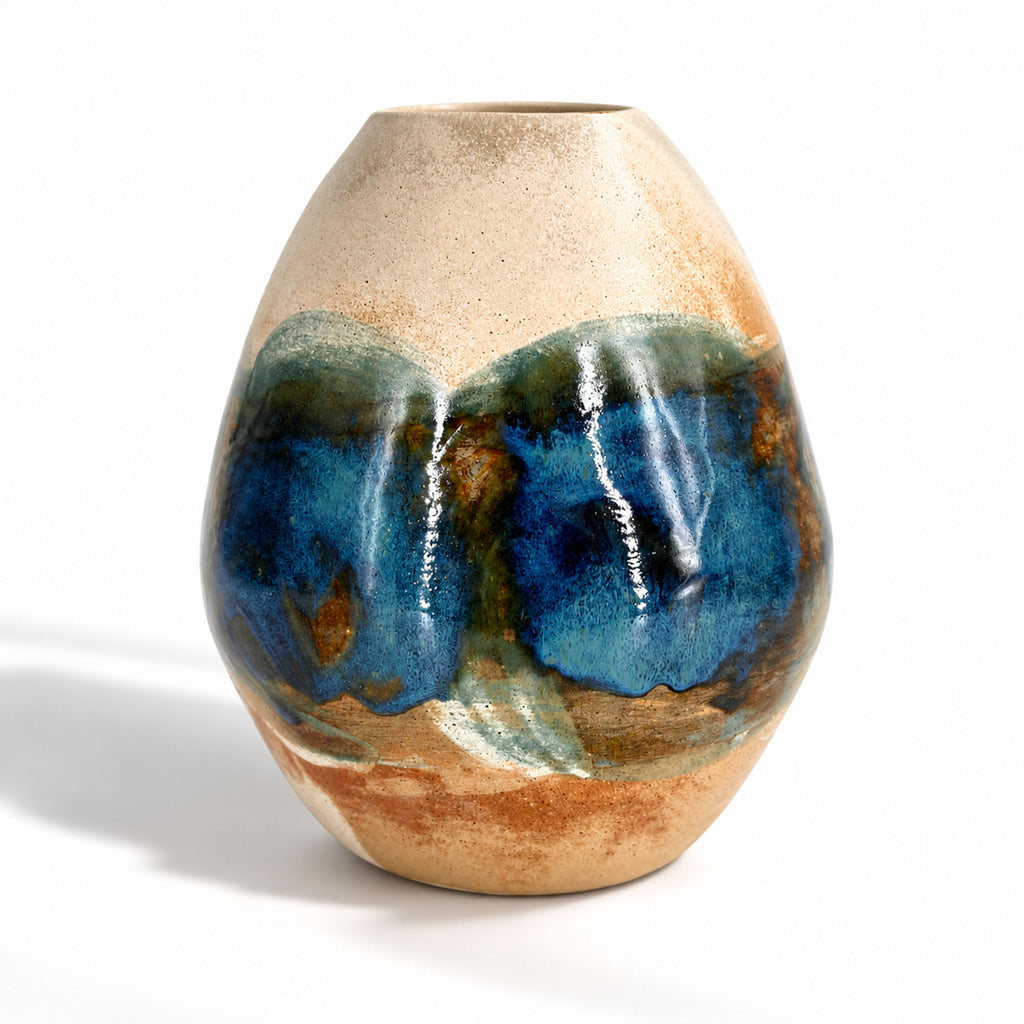 Large Rounded-Form Vase - Organic Glaze