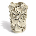 Large Ruffled Cylinder Vase - White Clay