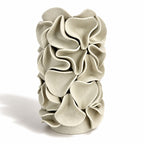 Large Ruffled Cylinder Vase - White Clay