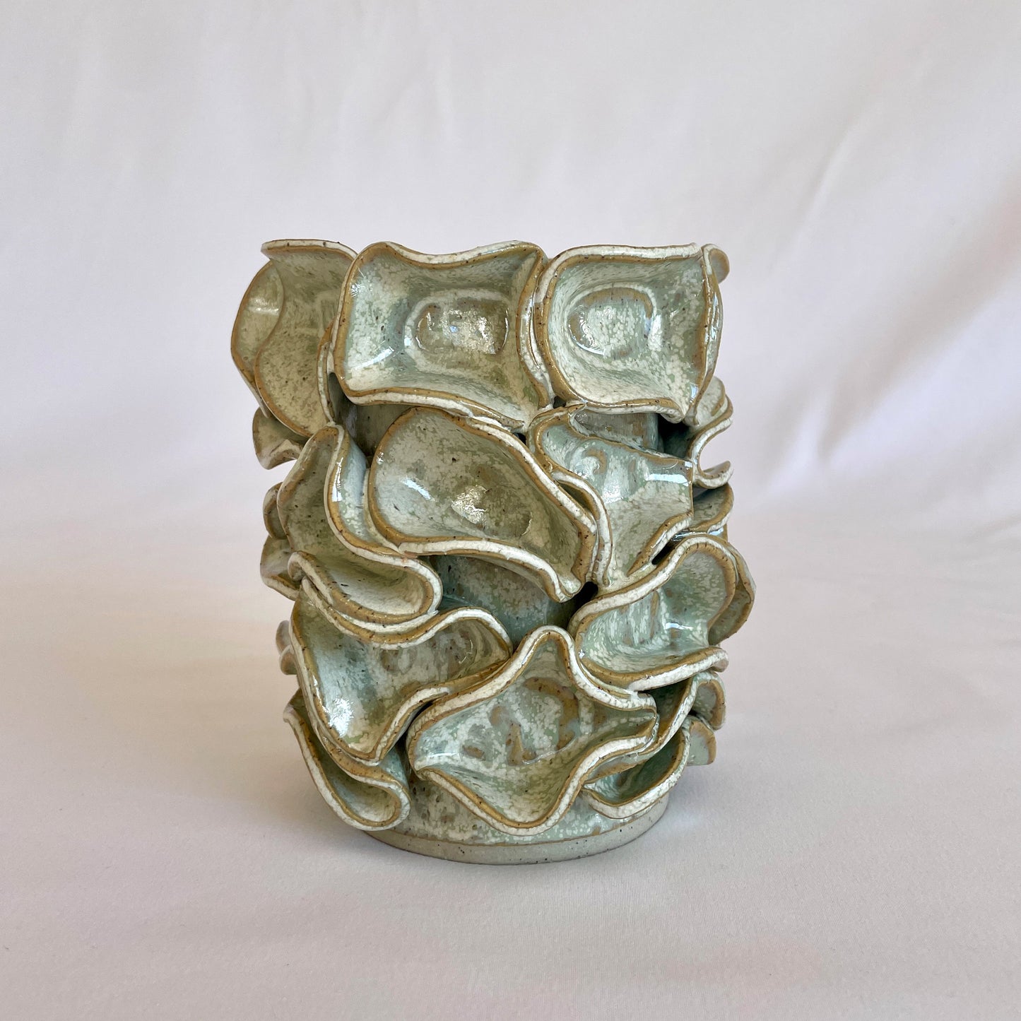 Mint-Green Ruffle Vase
