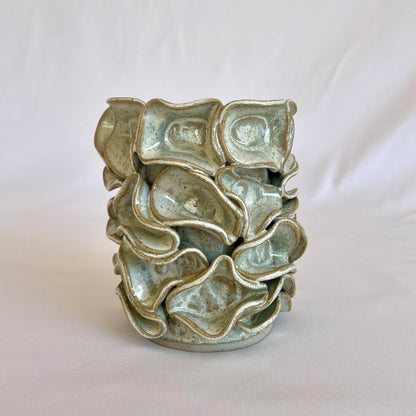 Mint-Green Ruffle Vase