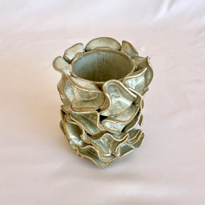 Mint-Green Ruffle Vase
