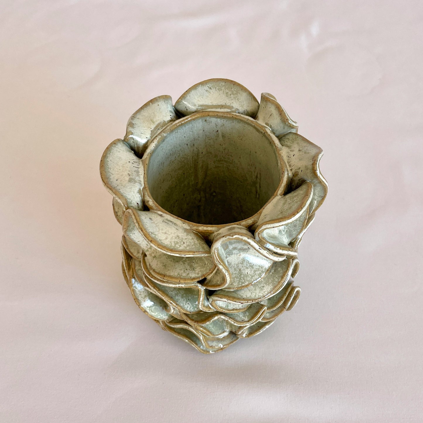Mint-Green Ruffle Vase