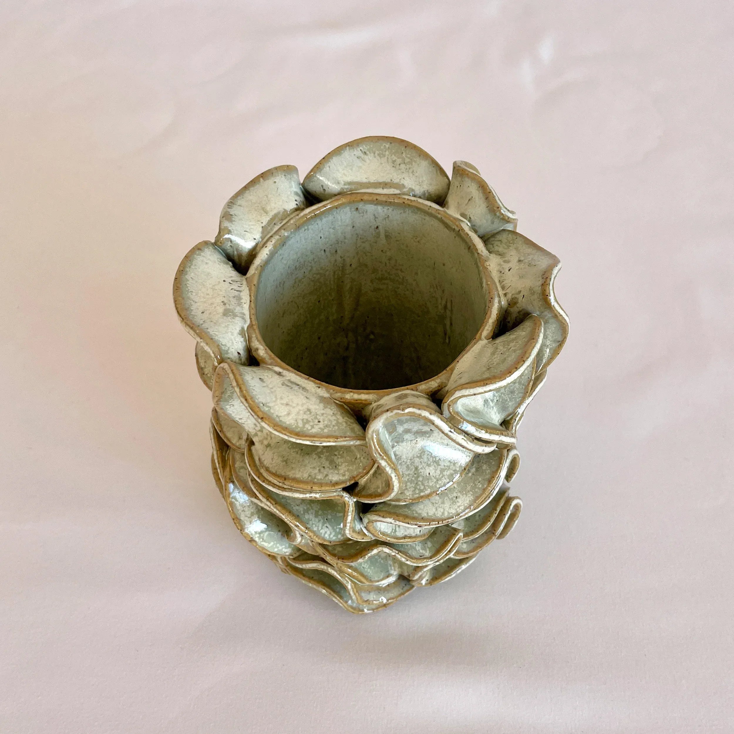 Mint-Green Ruffle Vase