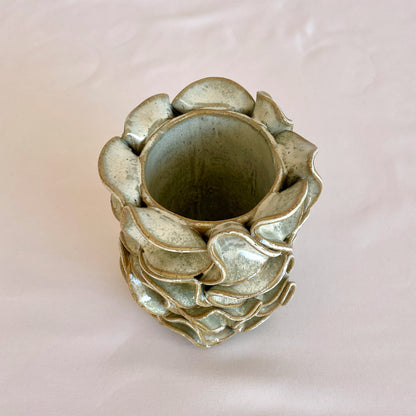 Mint-Green Ruffle Vase