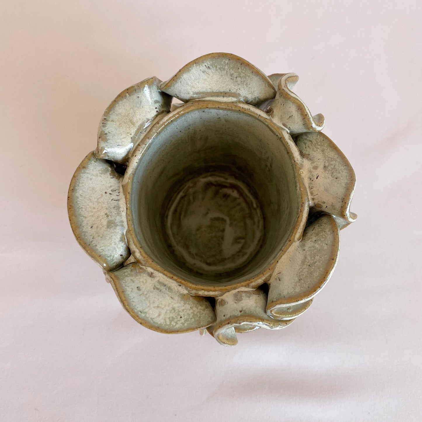 Mint-Green Ruffle Vase