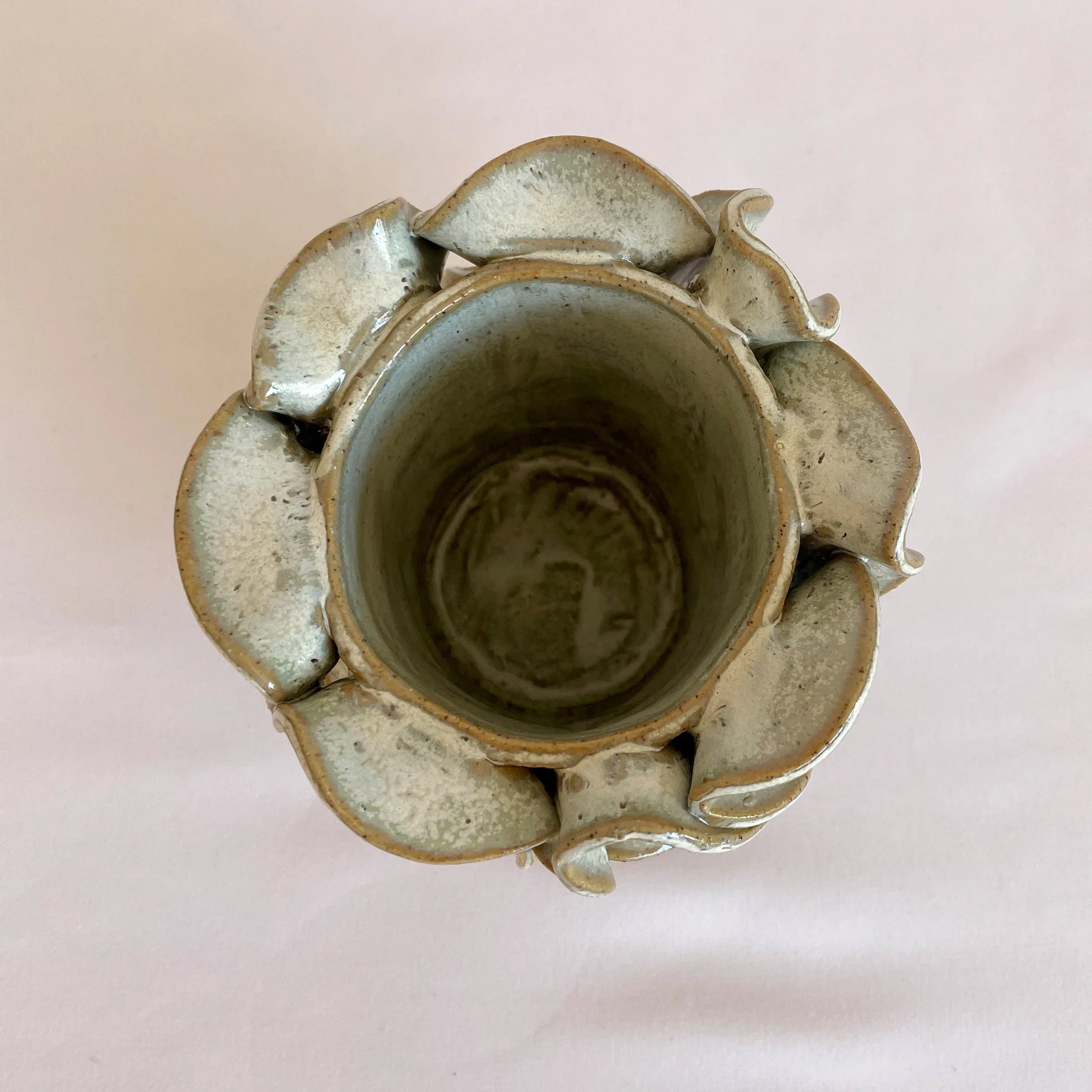 Mint-Green Ruffle Vase