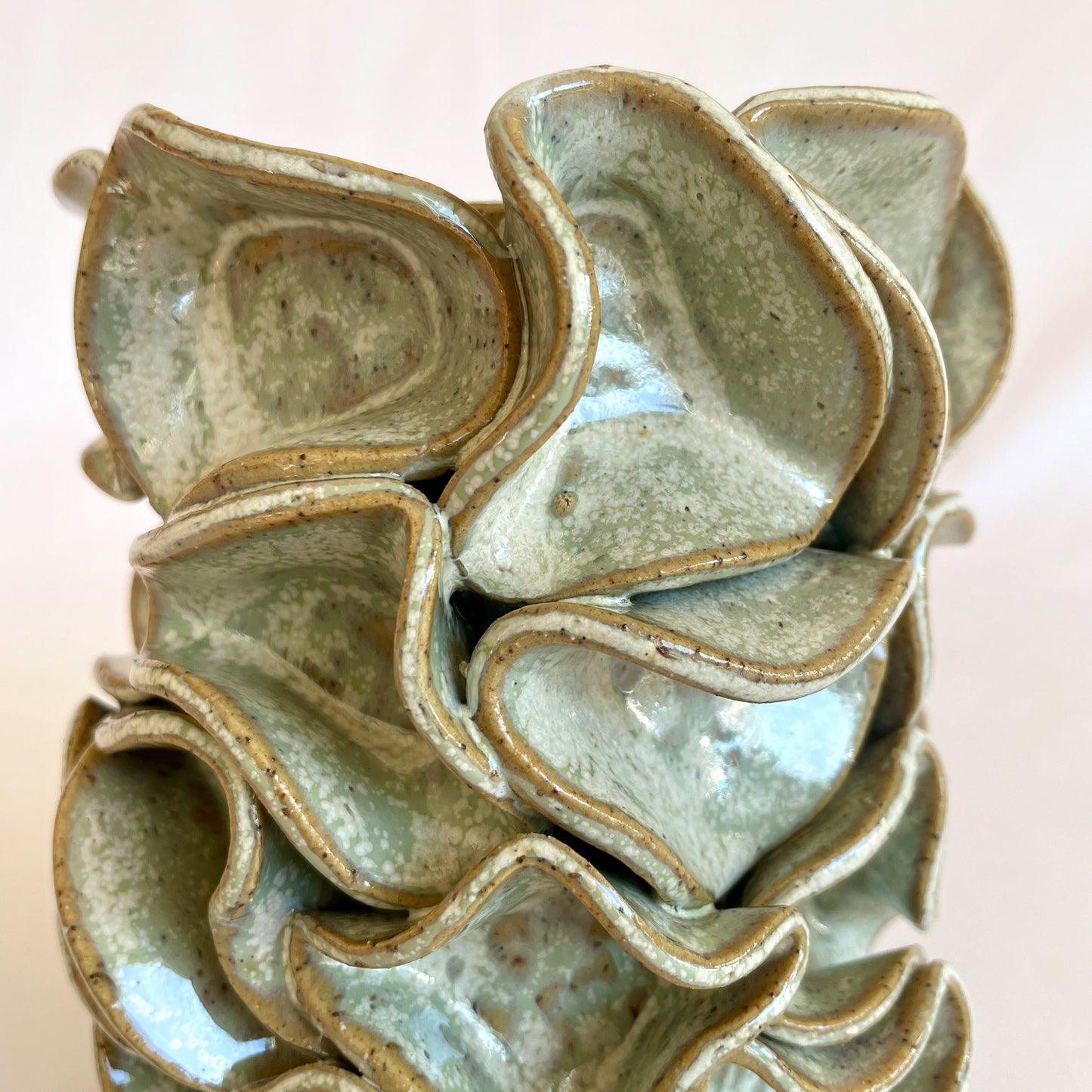 Mint-Green Ruffle Vase