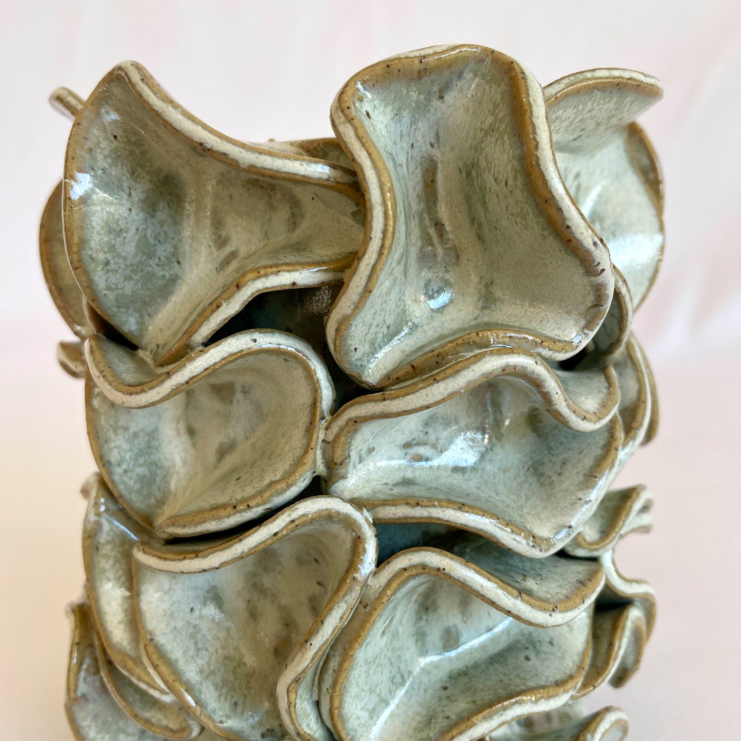 Mint-Green Ruffle Vase