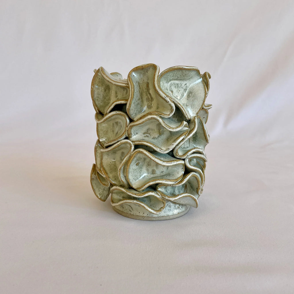 Mint-Green Ruffle Vase