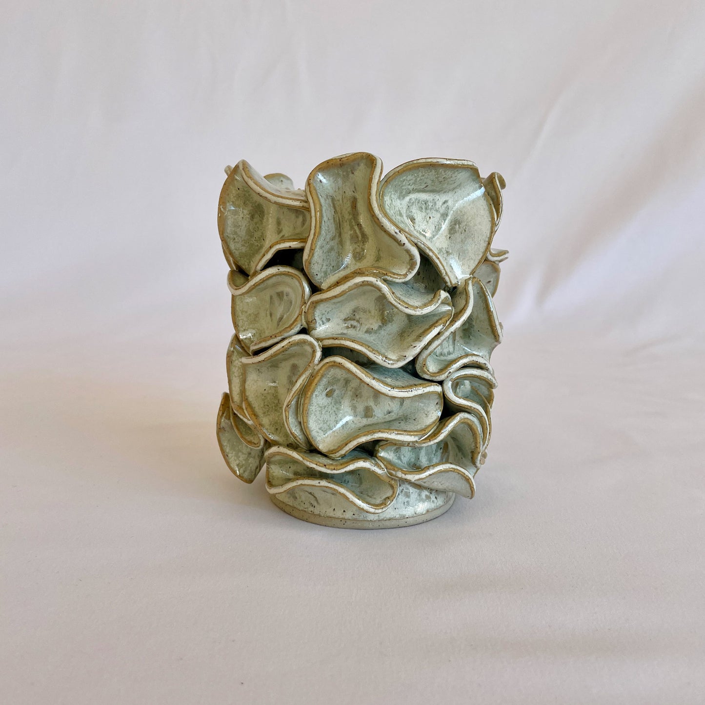 Mint-Green Ruffle Vase