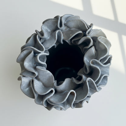 Oversized Ruffled Cylinder Vase - Overhead shot