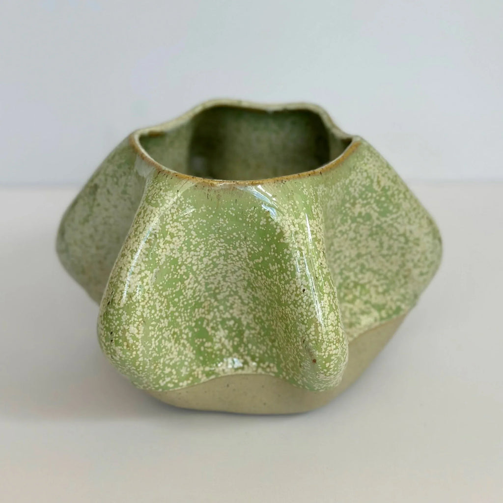 Handcrafted Ceramic Planter Pot - Mint Green