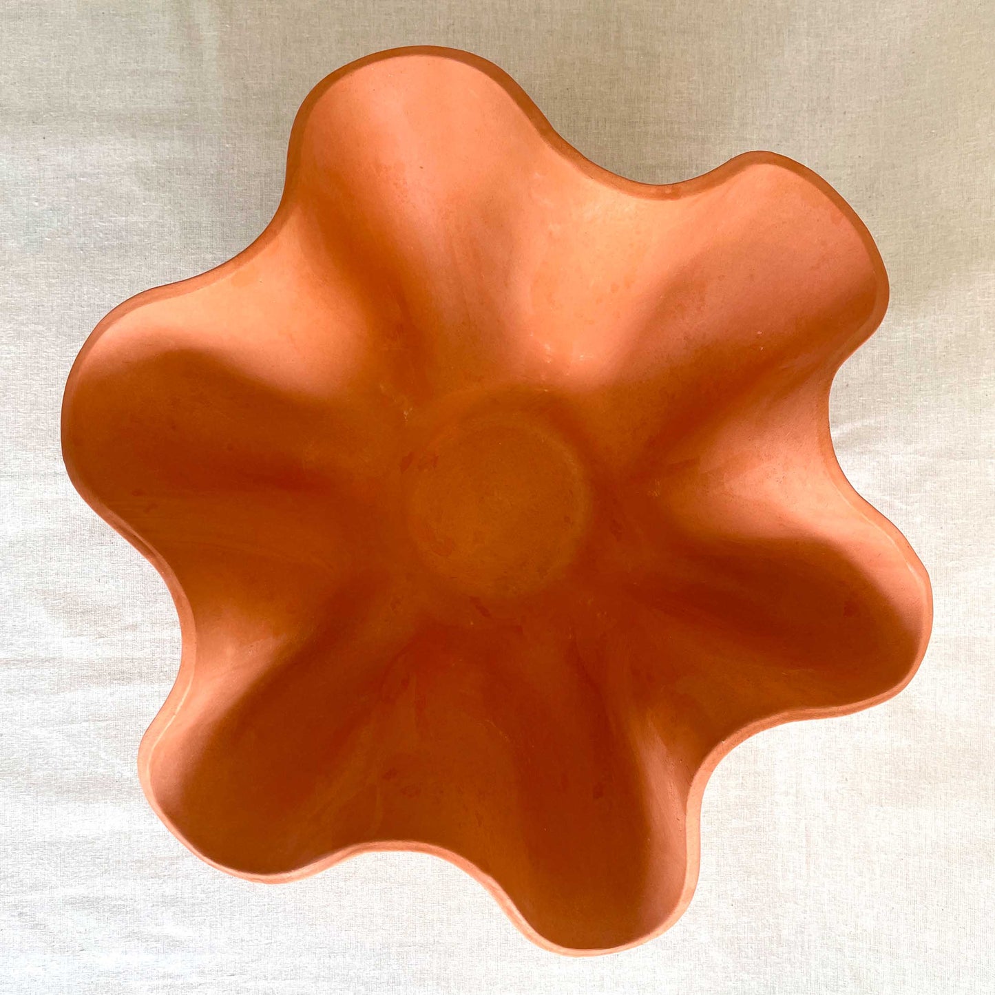 Large Terracotta Waved Bowl