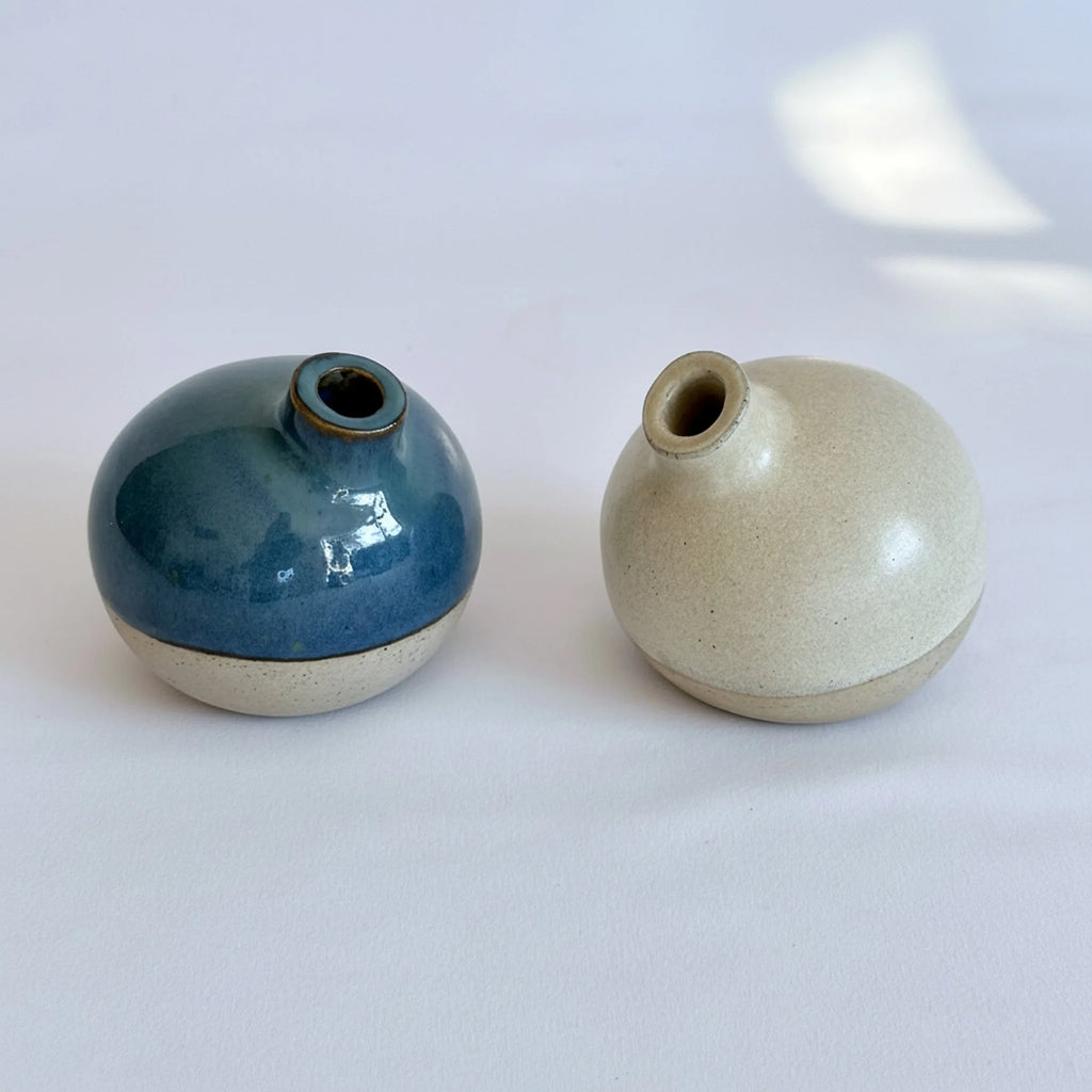 Turquoise & Beige Bud Flower Vases - Small