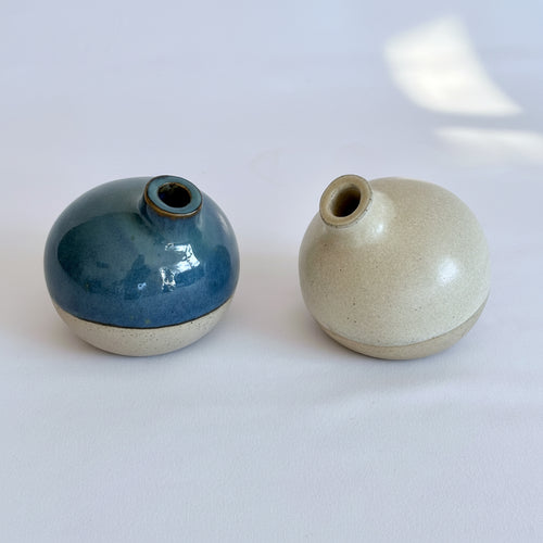 Turquoise & Beige Bud Flower Vases - Small
