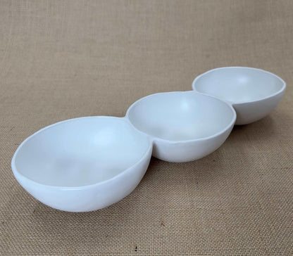 Large Avoca Seed 3-Pod White Platter - Polly Barton