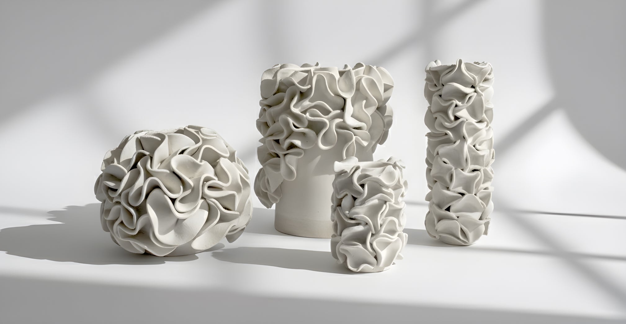Polly Barton - White Ruffled Vase Collection