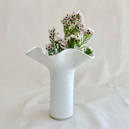 White Wave Pedestal Vase - Medium - Polly Barton