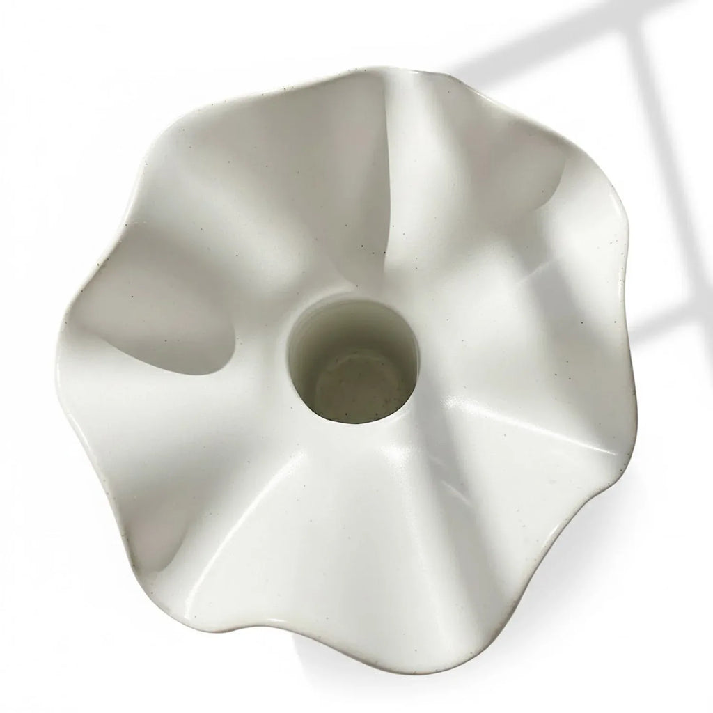 White Ruffle Pedestal Vase - Extra Large