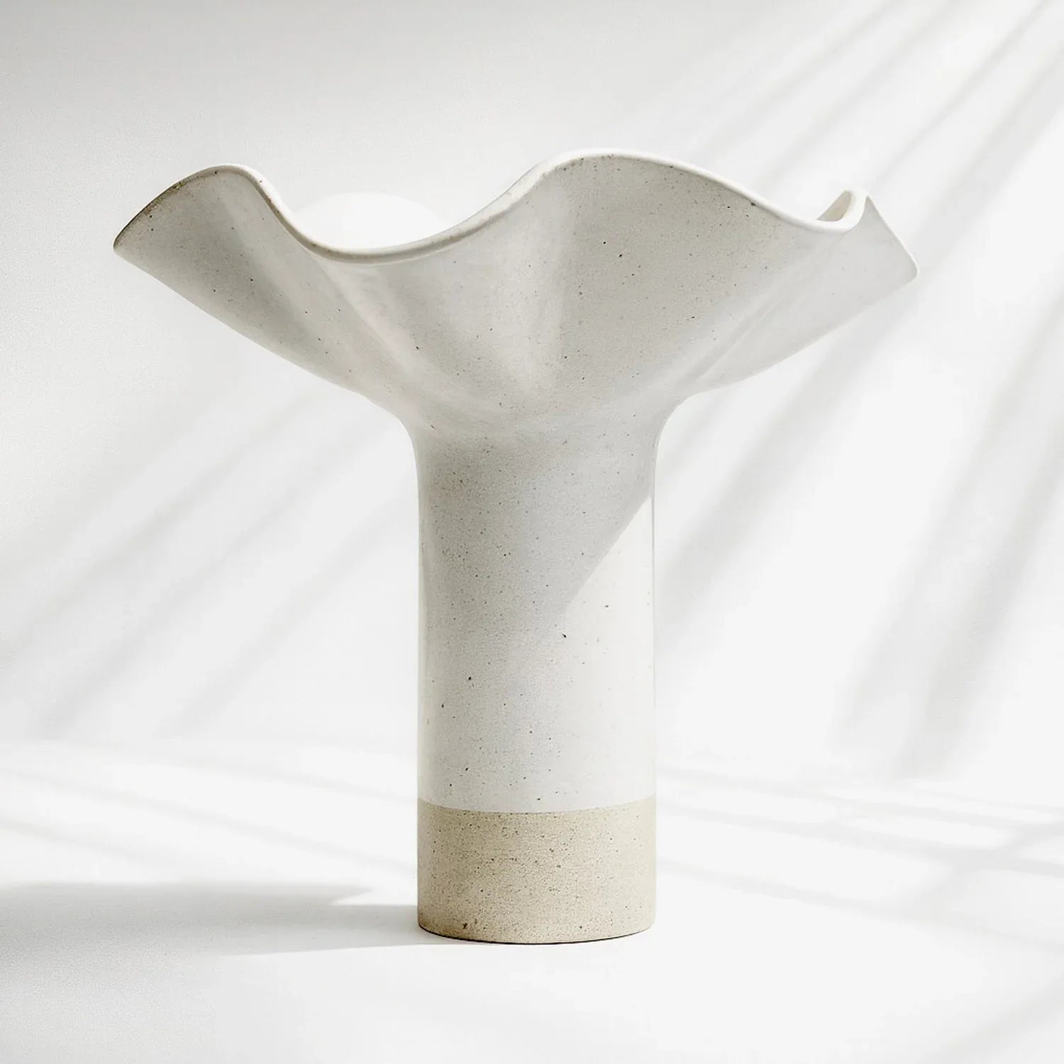 White Ruffle Pedestal Vase - Extra Large