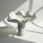 White Ruffle Pedestal Vase - Extra Large