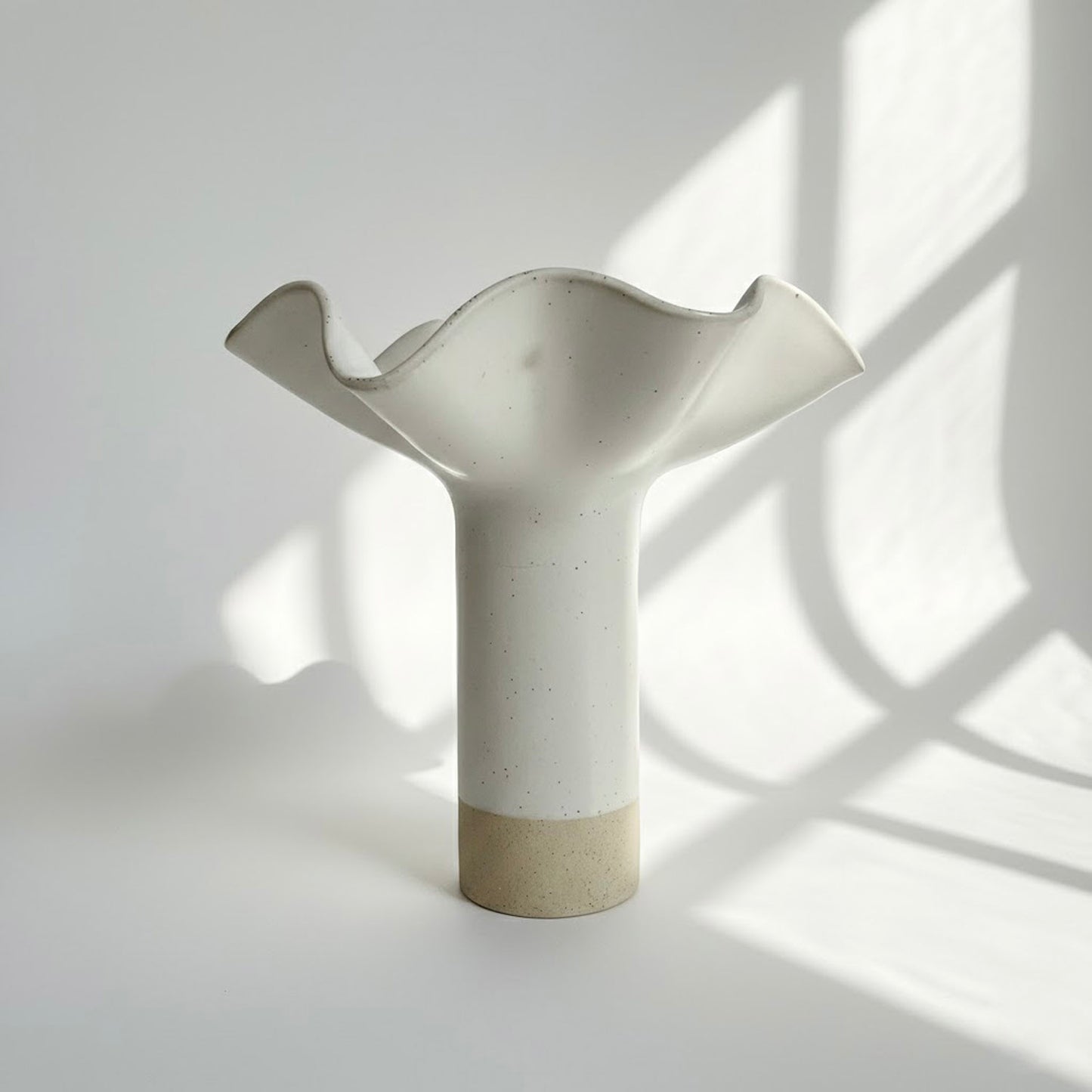 White Ruffle Pedestal Vase - Extra Large