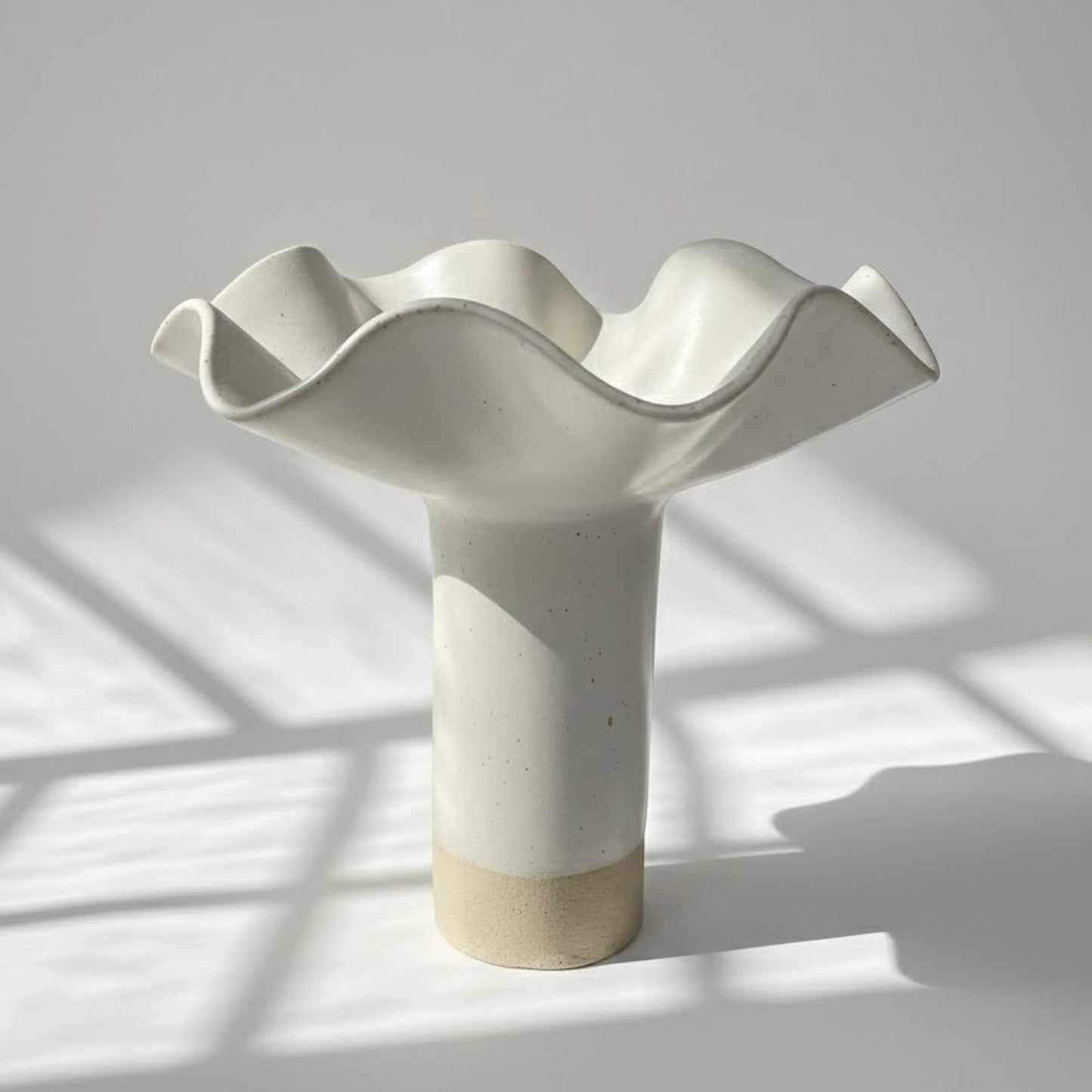 White Ruffle Pedestal Vase - Extra Large