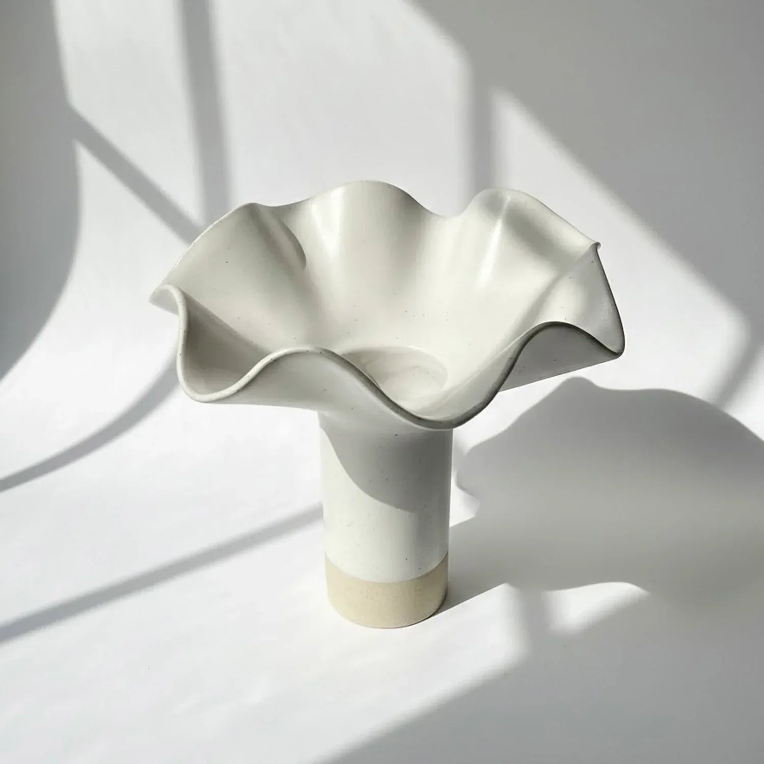 White Ruffle Pedestal Vase - Extra Large