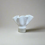 White Ruffle Flower Pedestal Vase - Short