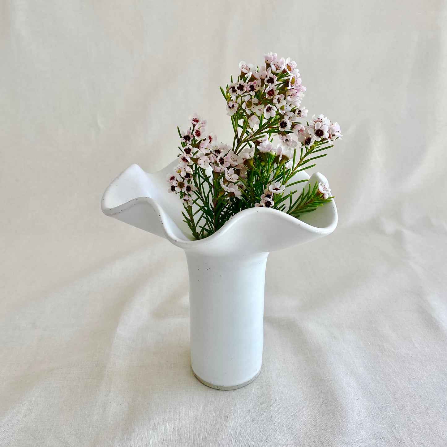 White Wavy Ceramic Vase