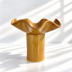 Wave Vase Wide Base - Chocolate, Melted Mint, Caramel Glazes