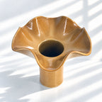 Wave Vase Wide Base - Chocolate, Melted Mint, Caramel Glazes