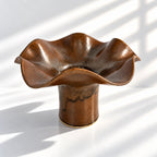 Wave Vase Wide Base - Chocolate, Melted Mint, Caramel Glazes