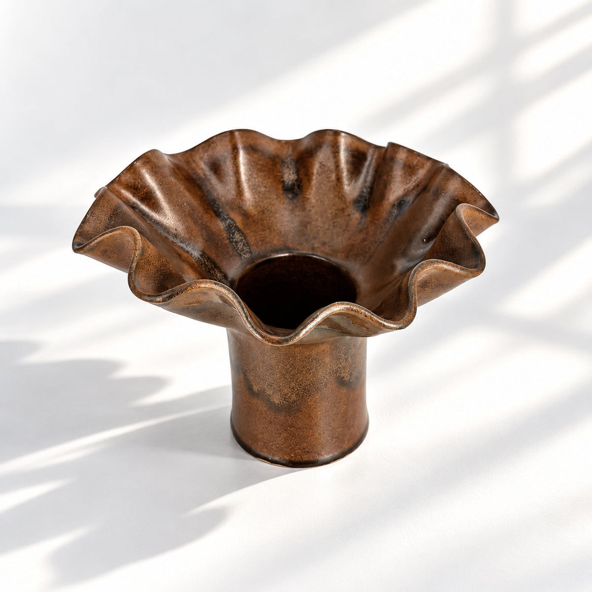 Chocolate Ruffle Vase - Medium Size