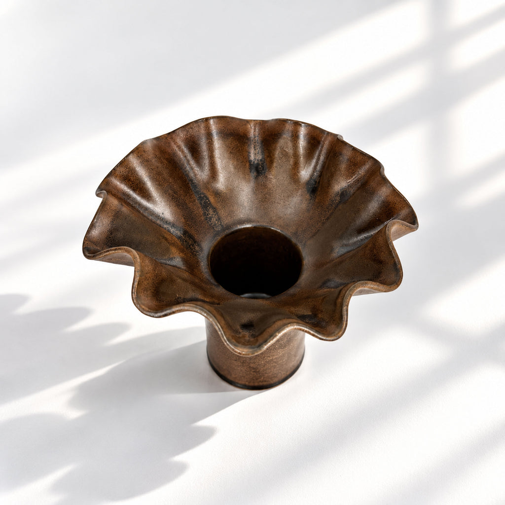 Chocolate Ruffle Vase - Medium Size